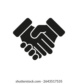 Handshake Solid Icon. Partnership, Agreement, And Collaboration Silhouette Symbol. Teamwork, Business Dealings, And Mutual Understanding. Isolated Vector Illustration.