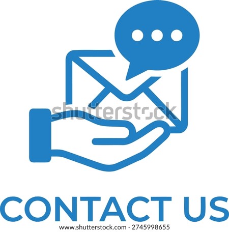 Handshake with speech bubble graphic representing contact or communication invitation
