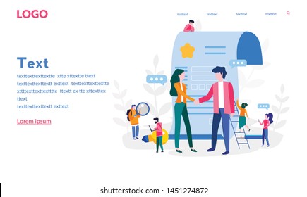 Handshake, successful partnership. Vector illustration for web banner, print, infographics, mobile website. Landing page template. Conclusion of a contract, cooperation, teamwork.