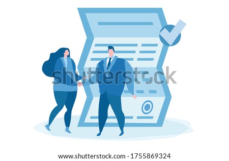 Handshake, successful partnership. Vector illustration for web banner, print, infographics, mobile website. Conclusion of a contract, cooperation, teamwork.