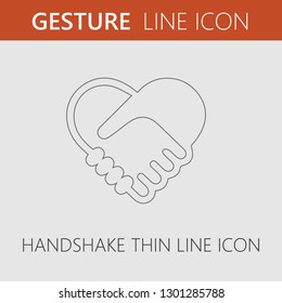 Handshake symbol forming a heart vector icon eps 10. Hands shaking.