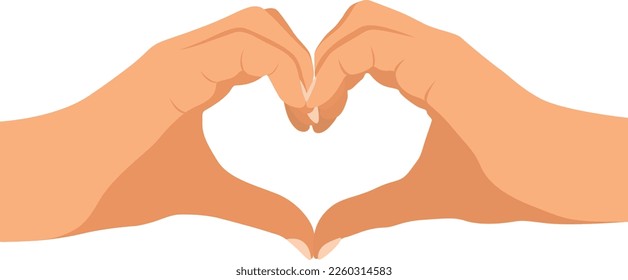 Handshake symbol forming a heart.Hands forming a heart isolated. make a heart with a touch of hands. vector illustration
