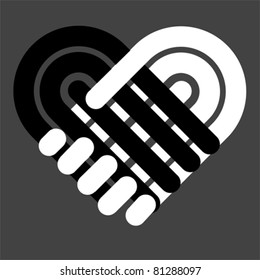 Handshake Symbol Forming A Love Heart. Business Partnership Together Concept. Give Flat Icon Logo