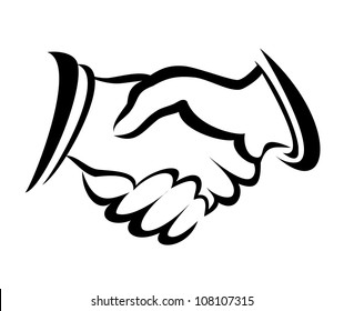 handshake symbol, vector sketch in simple lines