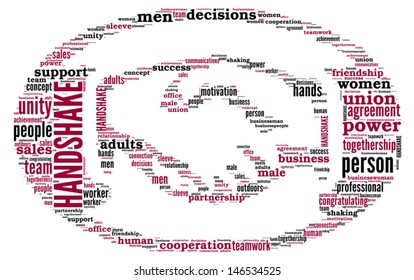 handshake symbol vector word cloud illustration