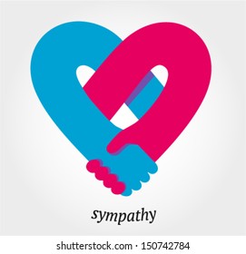 Handshake Sympathy, Love And Friendship Concept, Vector Illustration