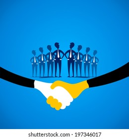 handshake and team member background vector