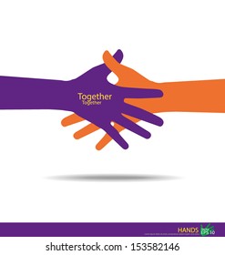 Handshake, Teamwork Hands Logo. Vector illustration.