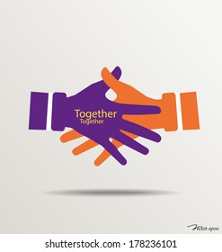 Handshake, Teamwork Hands Logo. Vector illustration.