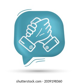 Handshake, teamwork, partnership and friendship vector in speech bubble - Modern design