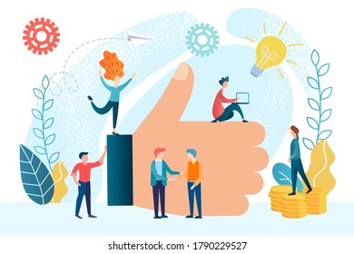 Сontract handshake teamwork 
Thumb up and successful startup symbols Concept Vector Illustration