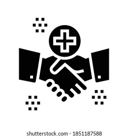 handshake thank you glyph icon vector. handshake thank you sign. isolated contour symbol black illustration