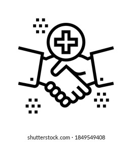 handshake thank you line icon vector. handshake thank you sign. isolated contour symbol black illustration