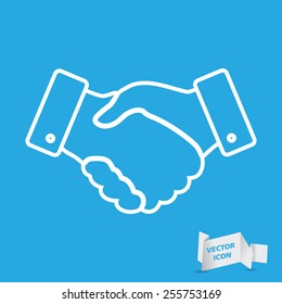 handshake thin line design icon - vector illustration