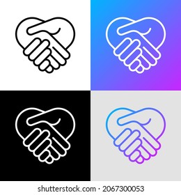 Icono de línea delgada del apretón de manos. Ilustración vectorial moderna de acuerdo, contrato, cooperación.