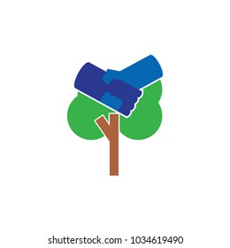 Handshake Tree Logo Icon Design