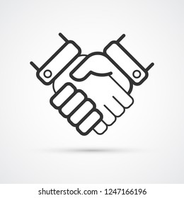 Handshake trendy black icon. Vector illustration