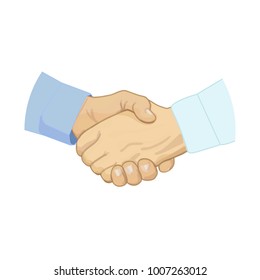 Handshake of two business partners, realistic vector illustration