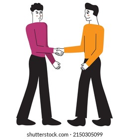 Handshake of two businessmen. Businessmen making deal.Successful transaction. Vector flat illustration.Isolated on white background.