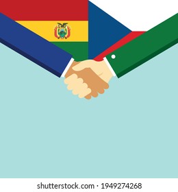 The handshake and two flags Bolivia and Czech Republic. Flat style vector illustration.