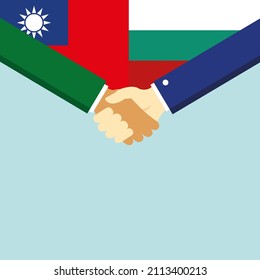 The handshake and two flags: Taiwan and Bulgaria. illustration