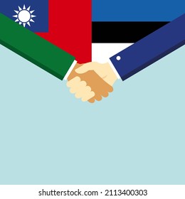 The handshake and two flags: Taiwan and Estonia. illustration