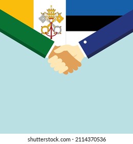 The handshake and two flags: Vatican and Estonia. illustration
