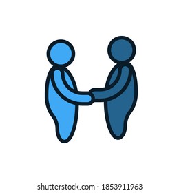 Handshake of two  people filled outline icons. Vector illustration. Editable stroke. Isolated icon suitable for web, infographics, interface and apps.