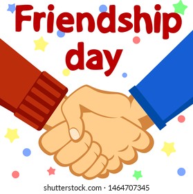 Handshake of two people on a white. Friendship day