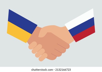 Handshake Ukraine and Russia. No More War. Negotiations, agreements peace between russia and ukraine.