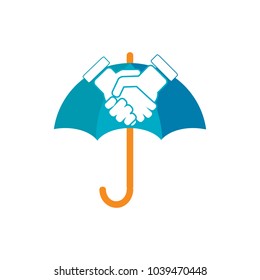 Handshake Umbrella Logo Icon Design