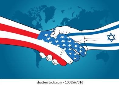 Handshake USA and Israel. Israel-USA relations