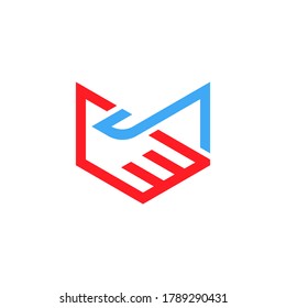 handshake vector abstract logo. deal symbol. gradient color style