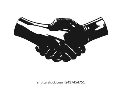 handshake vector. black isolated white background