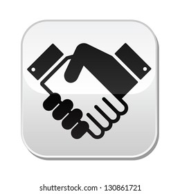 Handshake vector button - agreement, business concept