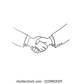 Handshake. Vector cartoon illustration of male hands in business suits shaking each other.