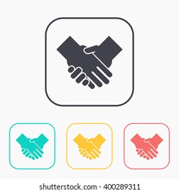 handshake vector color icon set 