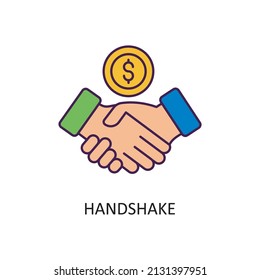 Handshake Vector Filled Outline Icon Design illustration. Fintech Symbol on White background EPS 10 File