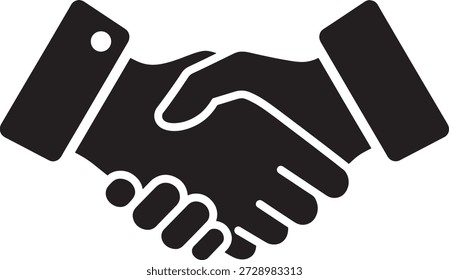 Ícone de vetor de aperto de mão para parceria de negócios, contrato de negócio, trabalho em equipe e conceito de colaboração bem-sucedida isolado em fundo branco.