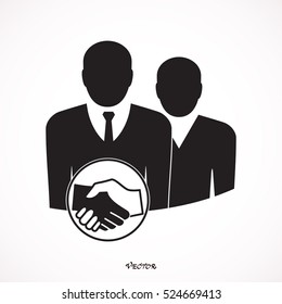 Handshake vector icon. Cooperation symbol logo.