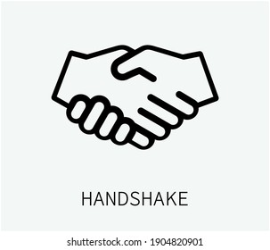 Handshake vector icon. Editable stroke. Symbol in Line Art Style for Design, Presentation, Website or Apps Elements. Business handshake or contract agreement flat vector icon for apps and websites