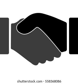 Handshake vector icon. Flat black symbol. Pictogram is isolated on a white background. Designed for web and software interfaces.