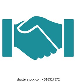 Handshake Vector Icon. Flat Soft Blue Business Contact Symbol. Hand Shake Pictogram Is Isolated On A White Background. Designed For Web And Business Software Interfaces.