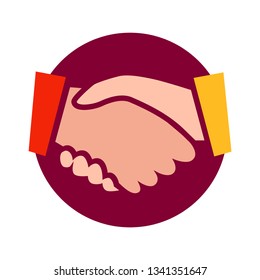 Handshake vector icon illustration isolated on white background. Symbol for Logotype in web and social media, stickers. Symbol illustrating Deal for business.