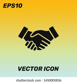 Handshake vector icon illustration for web and mobile application isolated on golden gradient background. Premium quality.