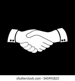 handshake vector icon isolated on black