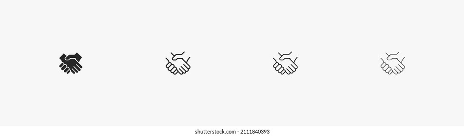 Handshake vector icon. Linear handshake isolated linear icon for business and meeting. Deal black symbol