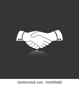 handshake vector icon with mirror reflection