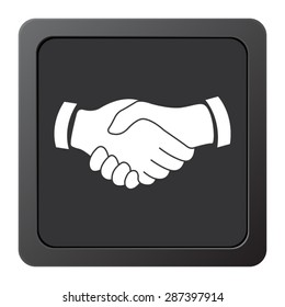 handshake - vector icon, on a grey button