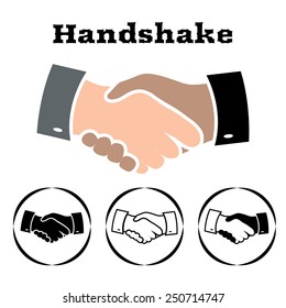 Handshake vector icon on white background